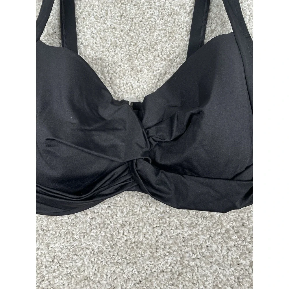 Lands' End Womens Sweetheart Twist-Front Underwire Black Bikini Top Size 18W